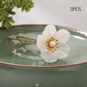 3 Pcs/Set Hair Sticks Delicate Hairpins Handmade White Flower Headpieces for Women Girls Bride Noiva Wedding Party Hair Jewelry daiiibabyyy